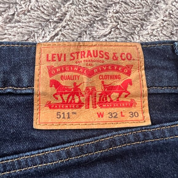 Levis Jeans Mens 32x30 Blue Denim 511 Slim Straight Skinny American Stretch Dark - Picture 4 of 4